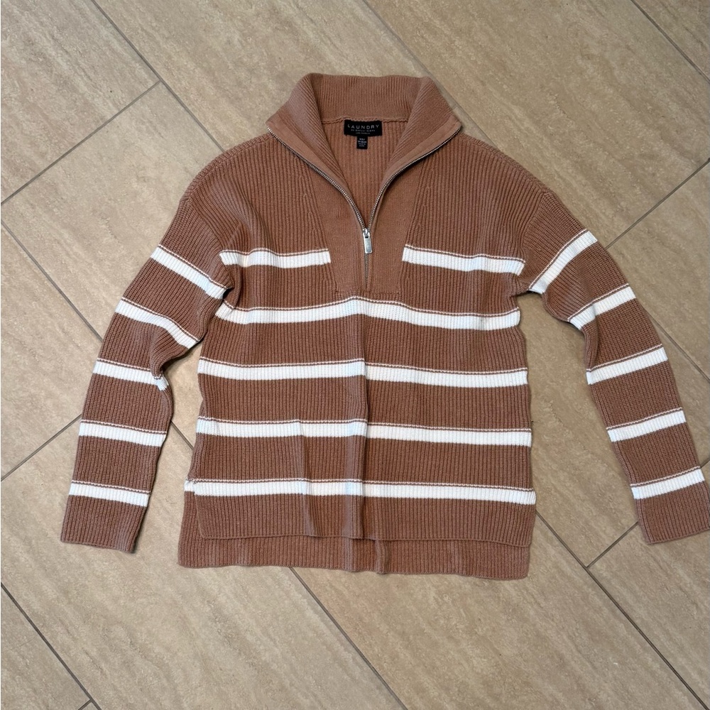 Striped half zip sweater